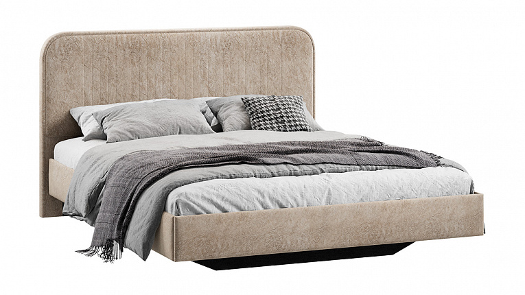 Кровать без подъемного механизма Тиффани Трия Тип 1 Микровелюр Wellmart Dark Beige 1400x2000
