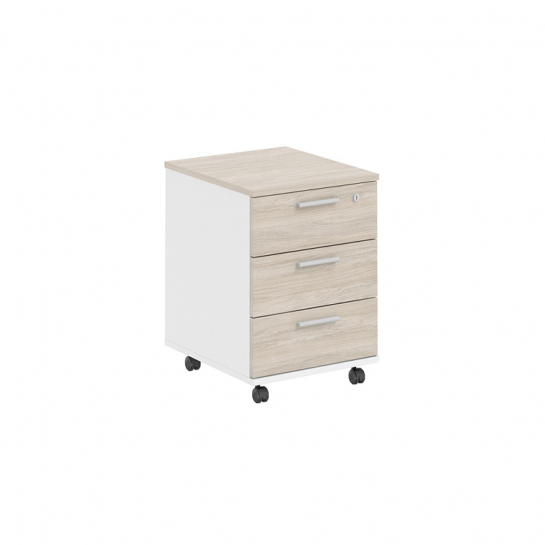 Тумба мобильная с 3 ящ. с замком 450*394 Norden Микс MX.411.WHOL Белый / Дуб Светлый
