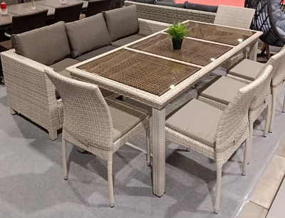 Комплект плетеной мебели Afina Garden T365 S65 Y380C-W85 8PCS Latte (8+1) + подушки Бежевый